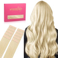 Wennalife Tape in Hair Extensions Human Hair Platinum Blonde Tape in Extensions, 10pcs 30g 22 inch Remy Invisible Tape Ins Straight Soft Real Human Hair Tape in Extensions Refill Set Extensions