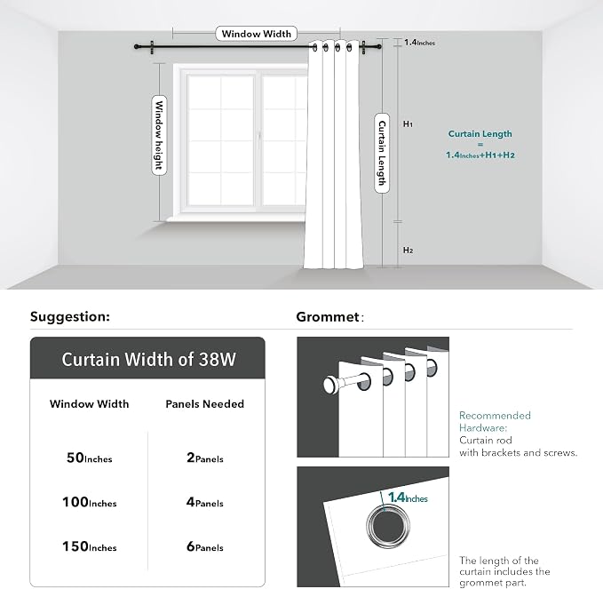 Deconovo Living Room Curtains 45 Inches Long, Thermal Insulated, Room Darkening - Image 9