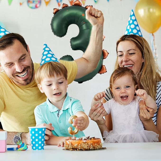 Dinosaur Number 3 Balloon, 30 Inch Birthday Party Decorations - Image 6