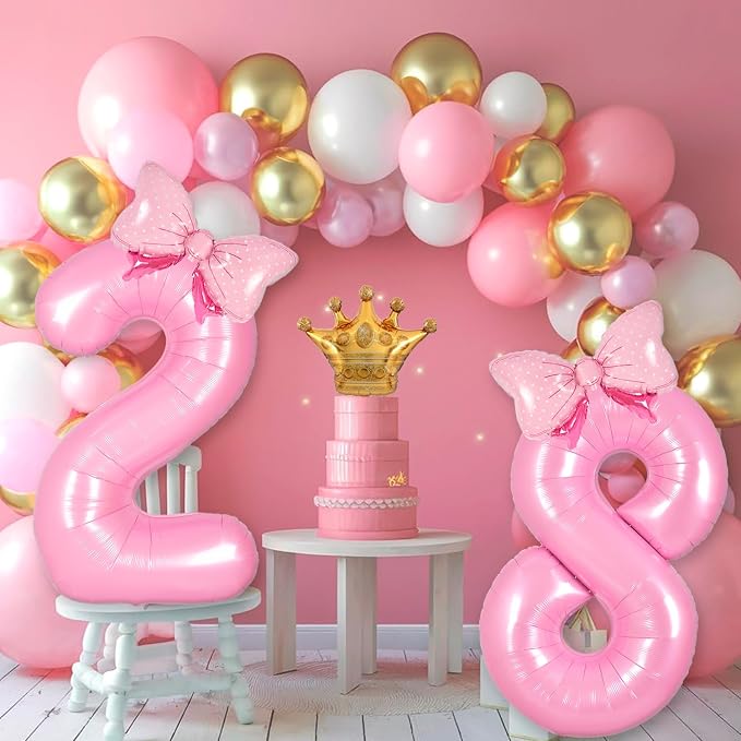 Pink 20 Balloon Numbers Pink Birthday Decorations - Image 7