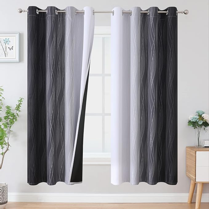 Full Room Darkening Blackout Curtains 72 Inch Length 2 Panels Set, Ombre by ESTELARTEXTILER