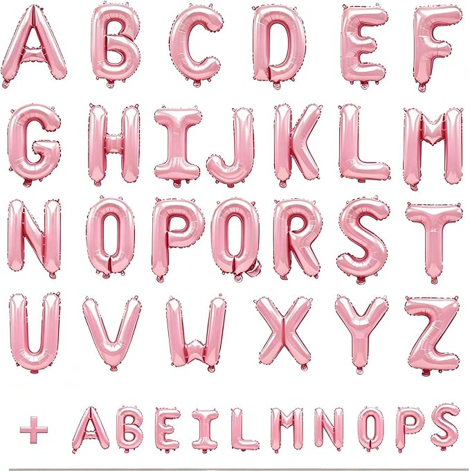 36 Pcs Pastel Pink Letter Balloons, Custom A-Z Set - Image 2