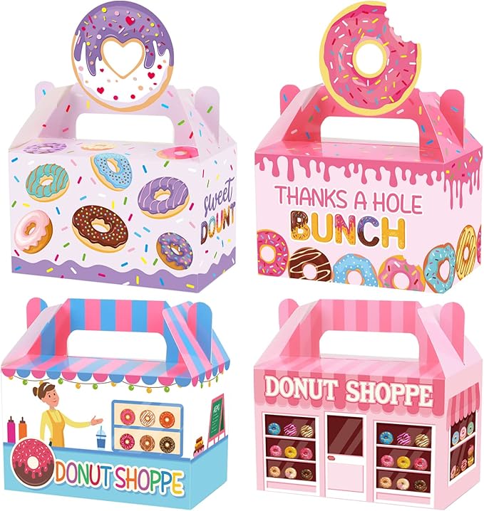 12 Pack Donut Party Favor Boxes Two Sweet Candy Treat Bags Cute Donut Goodie by Tevxj