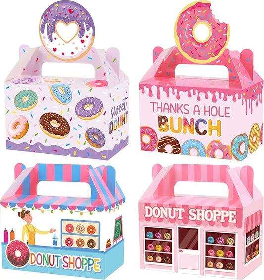 12 Pack Donut Party Favor Boxes Two Sweet Candy Treat Bags Cute Donut Goodie by Tevxj