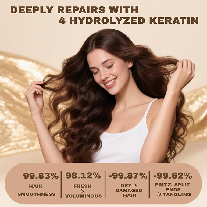 Collagen Hair Treatment for Deep Conditioning, Hair Mask for Dry Damaged Hair, Keratin Hair Treatment with Moroccan Argan Oil, Avocado Oil, Calendula & Gentian Extract, Nourishing Repair (1pc)