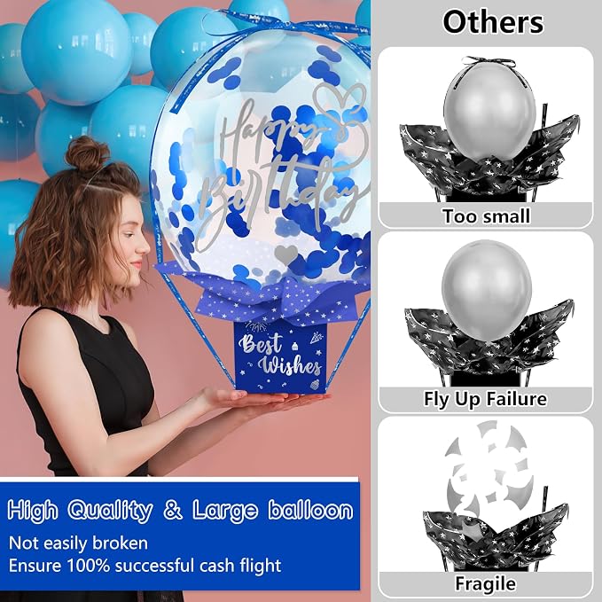 UQM Birthday Money Box for Cash Gift Pull, Funny Pull Money Balloon Box | Happy - Image 2