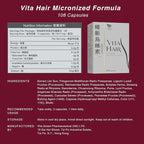 Vita Hair (Micronized Formula) Growth & Hair Loss Supplement – 100% Natural for Healthier Hair – Supports Hair Growth, Reduces Hair Loss, and Combats Graying for Men & Women – 108 Capsules