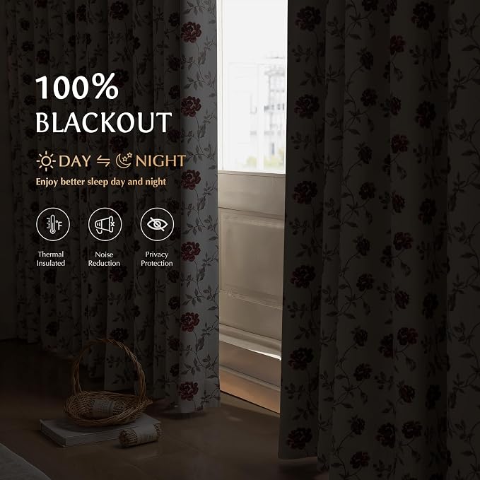Beauoop Floral 100% Blackout Curtains - Image 3