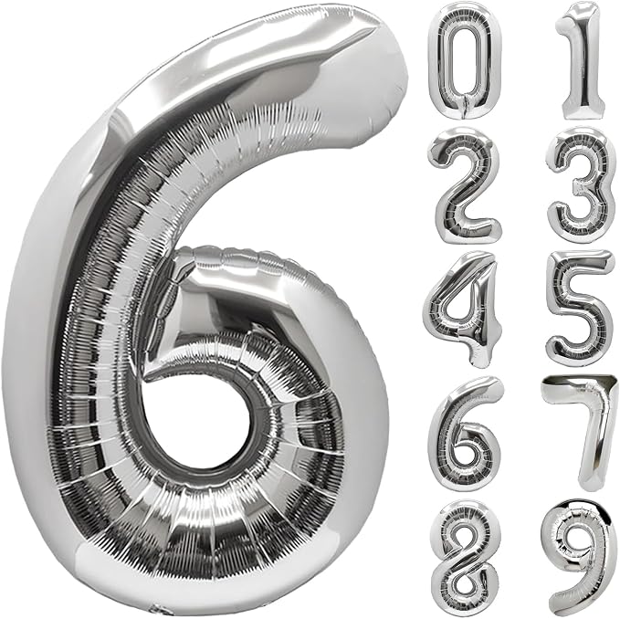 Number Balloons Silver Party Balloon by United-UnicornsParty