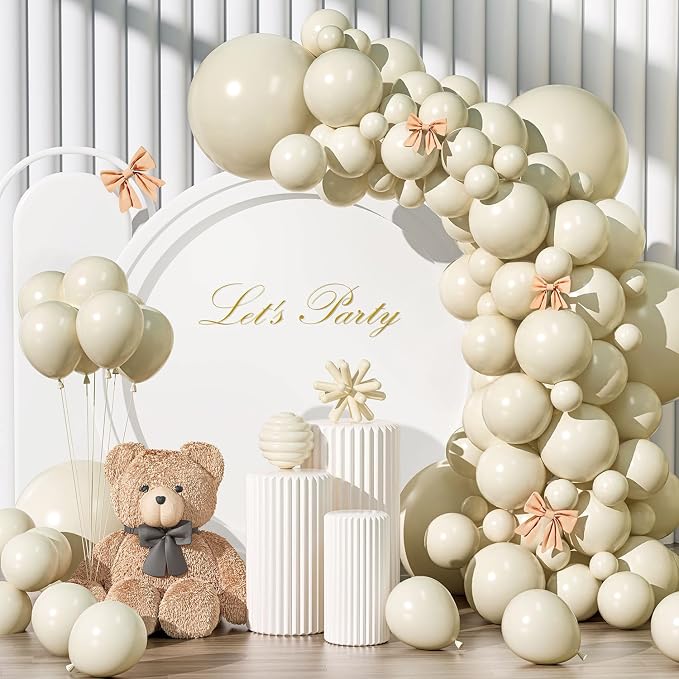 135pcs Sand White Balloon Garland Kit Different Sizes of 18 12 10 5 Inch Cream by YISHEBAPA