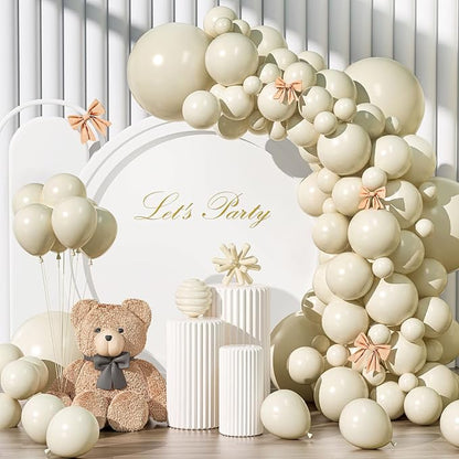 135pcs Sand White Balloon Garland Kit Different Sizes of 18 12 10 5 Inch Cream by YISHEBAPA