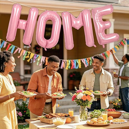 Pink HOME Balloons, 40 Inch HOME Letter Balloons Pink Home Balloon Banner - Image 5