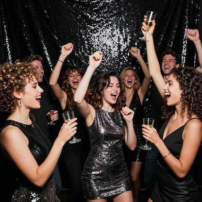 Black Sequin Backdrop Curtains 2Panel 2x8ft - Image 8