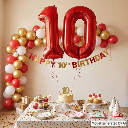 Red Number 10 Balloon 40 Inch, Foil Numeral - Image 3