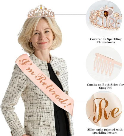 Retirement Party Decorations for Women, Pre-Assembled Rose Gold Black Set. | - Image 4