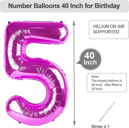 Number Balloons 40 Inch Rose Purple 4 Balloon - Image 5