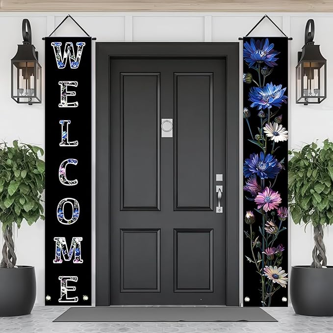 BlissYard 2pcs Welcome Summer Door Banner Colorful Daisy Porch Banners Sign by BlissYard