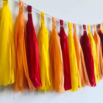 We Moment Red Orange Yellow Tissue Paper Tassels Party Tassel Garland Banner - Image 3