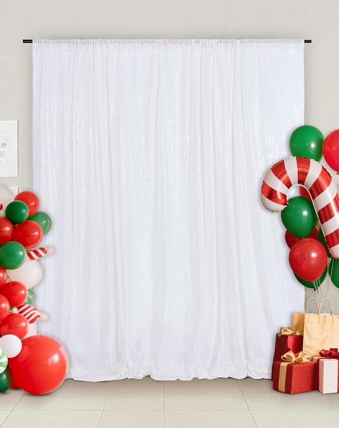 Eternal Beauty White 3mm Sequin Backdrop 8x10 Ft - Image 3