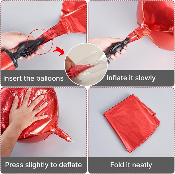 PartyWoo Red Large Round Giant 4D Jumbo Inflatable Foil Balloons 6pcs | 32 Inch - Image 5