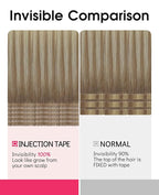 Youngsmile Injection Tape in Hair Extensions Human Hair #8T60 Ash Brown to Platinum Blonde 20pcs 40g 18 Inch Balayage Injected Seamless Tape in Hair Extensions Straight Remy Human Hair (#8T60,18'')