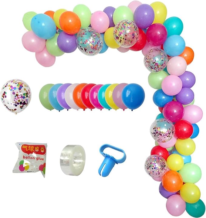 DIY Balloon Arch & Garland Kit, Colorful Confetti Balloons & Colorful Latex by LZVPL