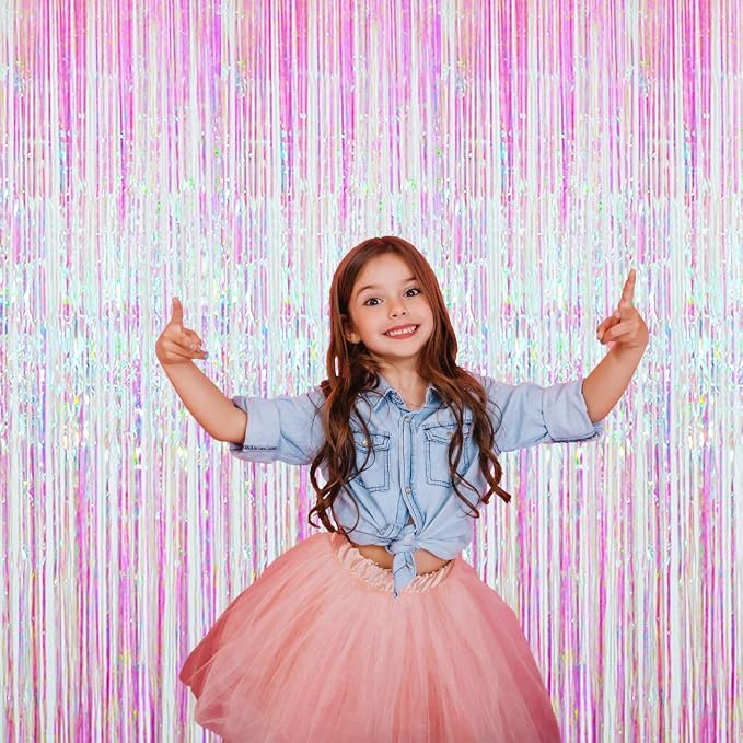 GOER 3.2 ft x 9.8 ft Metallic Tinsel Foil Fringe Curtains Party Photo Backdrop - Image 6