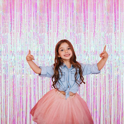 GOER 3.2 ft x 9.8 ft Metallic Tinsel Foil Fringe Curtains Party Photo Backdrop - Image 6