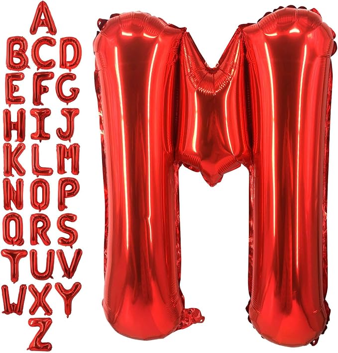 40 Inch Red Letter M Balloons, DIY Phrase Foil Alphabet Letter M Balloons DIY by LHOAVWE