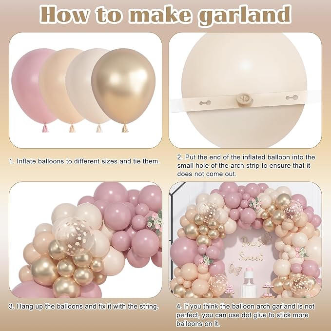 157Pcs Boho Dusty Pink Balloons Arch Garland Kit Different Size | Blush Pink - Image 7