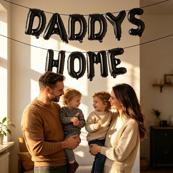 2 Set 20Pcs Black DADDYS HOME Letter Balloons 16in Balloon Foil Letter - Image 6