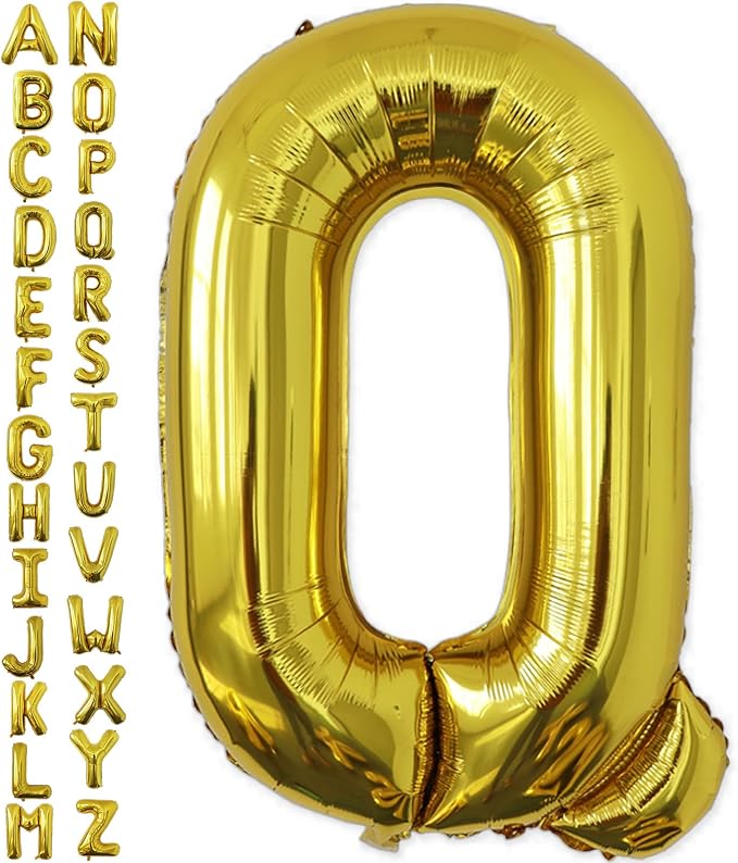 VHUWE 40 inch Gold Letter Q Balloon, Big Size Alphabet Foil Mylar Helium by VHUWE
