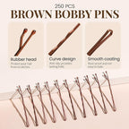 YGDZ 400 Counts Brown Bobby Pins Hair Pins Set for Women, 2inch Bobby Pins for Buns, 2.36inch Brown U Shaped Hair Pins for Styling, Hair Accessories for Women, Wedding