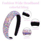 Sparkle Wide Headband for Women Girls Colorful Sequin Headbands Fashion Glitter Headband Comfortable High Elastic Head Band Hair Hoop Hair Accessories for Womens