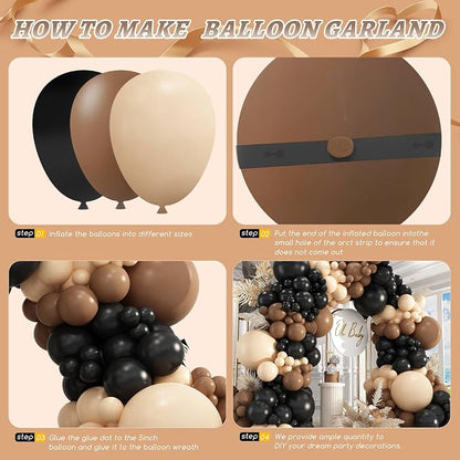 412Pcs Brown Black Nude Balloon Garland Arch Kit, 18 12 10 5 inch Different - Image 3
