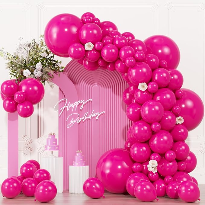 104pcs Hot Pink Balloon Garland Arch Kit Assorted Sizes 18/12/10/5 Inch | Dark by OWPFJG