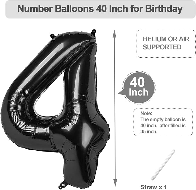 Number Balloons 40 Inch Black 3 Balloon - Image 5