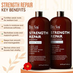 DEL SUR Hair Strengthening Shampoo and Conditioner Set | 16 fl oz Each | with Camellia Japonica, Niacinamide, Provitamin B5 & Biotin | Repair & Hydration for Dry, Weak Hair