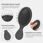 Mini Hair Bursh for Kids Women and Men, Protable Travel Size Hair Brush for Pockets Purse backpack,Mini Detangler Brush for All Hair Types, Small Hair Brush for Detangling(1 Pack-Black)