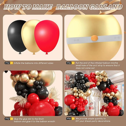 412Pcs Red Black Gold Balloons Arch kit, 18 12 10 5 Inch Different Size Latex - Image 2