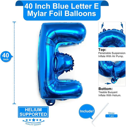 Lovoir 40 Inch Large Blue Letter E Balloons Big Size Jumbo Mylar Foil Helium - Image 2