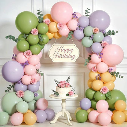 Dusty Green Purple Pink Yellow Balloons Arch Kit, Party Decor. | Olive Green by Unknown