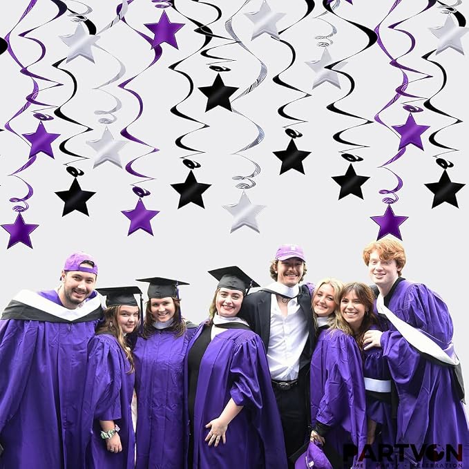 Purple Black Silver Hanging Swirl Decorations - Image 2