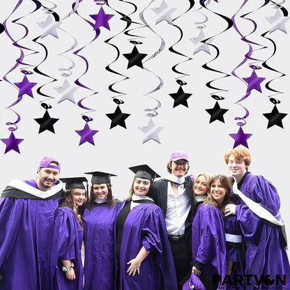 Purple Black Silver Hanging Swirl Decorations - Image 2