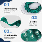 1 Piece Silk Bow Scrunchies for Hair-100% Pure Mulberry 22 Momme Silk Hair Tie, Elastic Ponytail Holder, Elegant Soft Bow Hair Ties Band for Women Hair Care, Multiple Colours (Blackish Green)