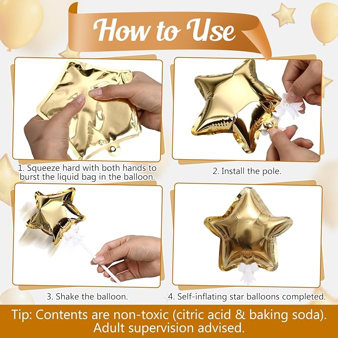 30 Pcs Mini Star Self Inflatable Balloons Bulk - Image 2