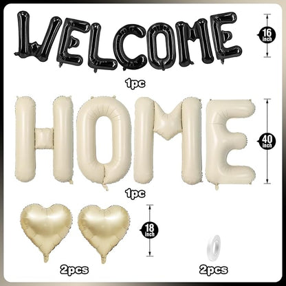 Welcome Home Balloons Black White, 40Inch HOME and 16Inch Welcome Foil Balloons - Image 2
