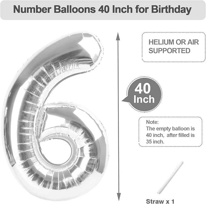 Number Balloons 40 Inch Silver 5 Balloon - Image 5