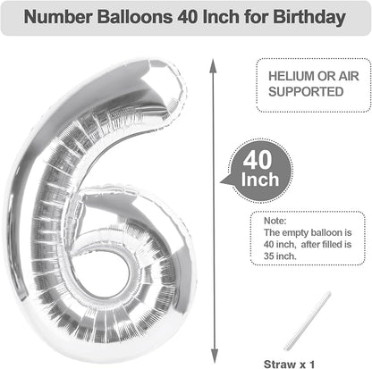 Number Balloons 40 Inch Silver 5 Balloon - Image 5