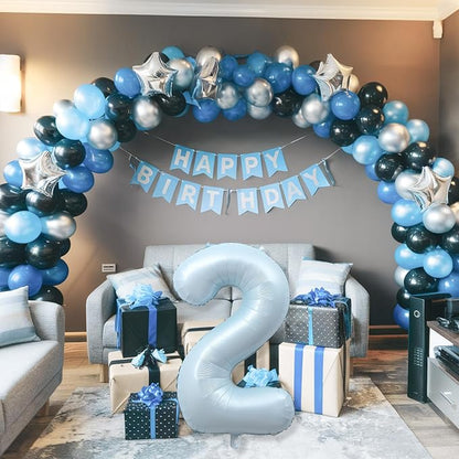 40 Inch 2 Balloon Number, Large Pastel Baby Matte Blue Foil Number 2 Balloons - Image 6